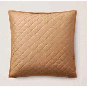 NEW Ralph Lauren Cromwell Modern Equestrian European Sham Quilted Camel 26x26in